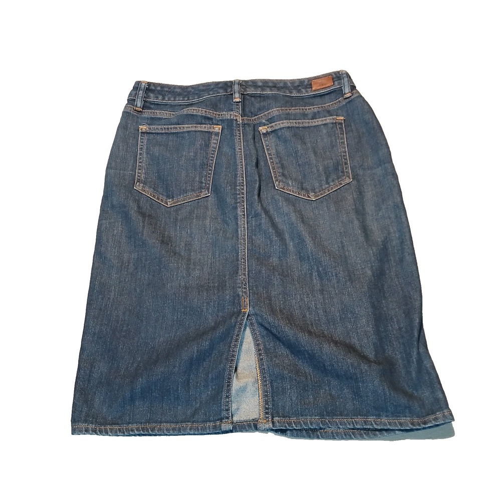 LAUREN‎ RALPH LAUREN Denim Knee Length Skirt Womens Size 6 Pockets Zipper Preppy - Picture 2 of 10